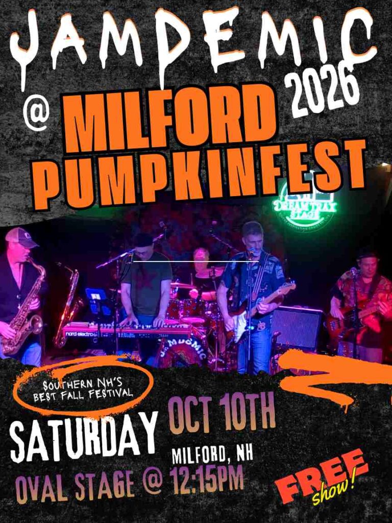 Jamdemic at the Milford Pumpkin Festival 2026 on the Oval Stage Oct 10th at 12:15pm